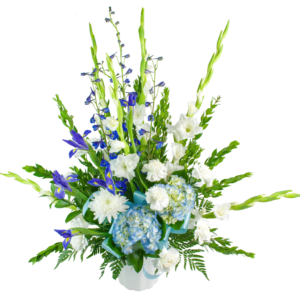 Blue & White Funeral Arrangement